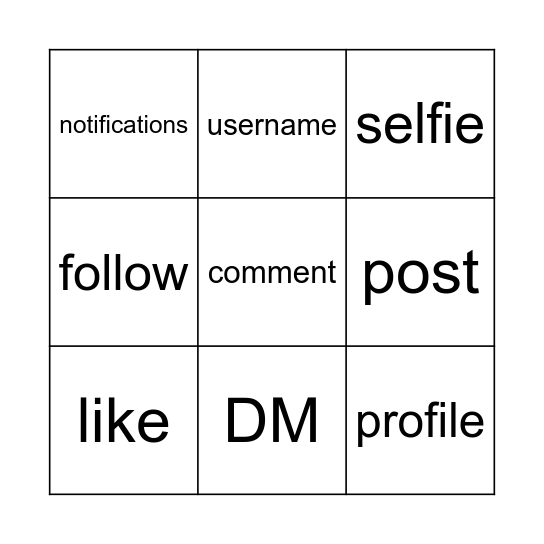 Social Networks Bingo Card