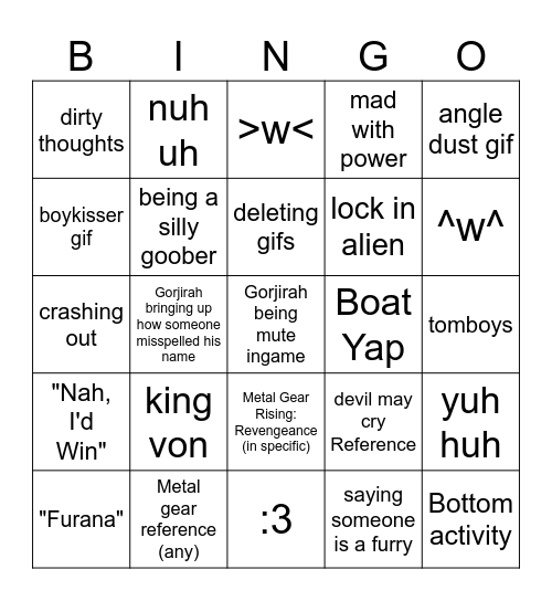 G bingo Card