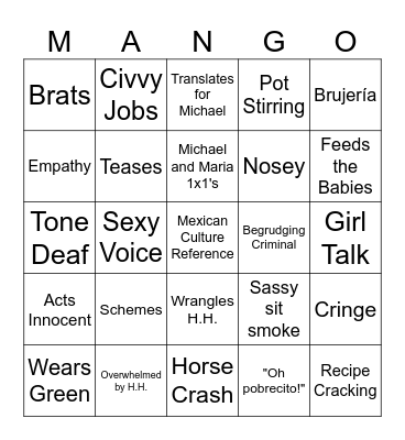 Maria Bingo Card