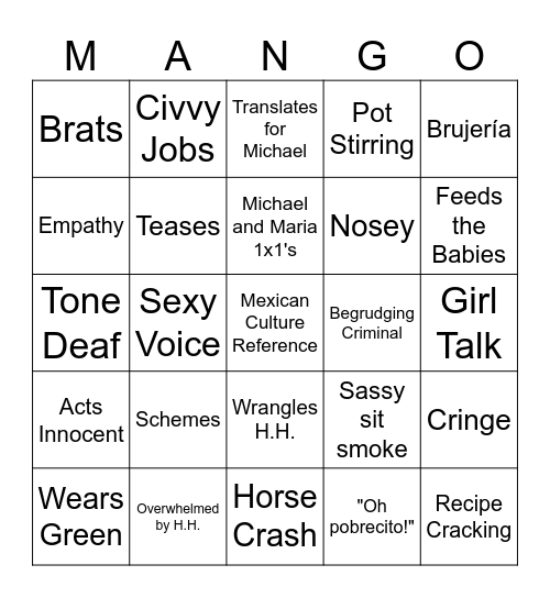 Maria Bingo Card