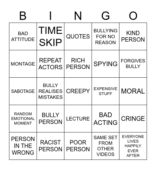 f Bingo Card
