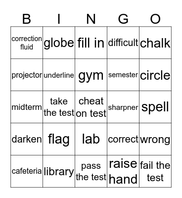 In the School Bingo Card