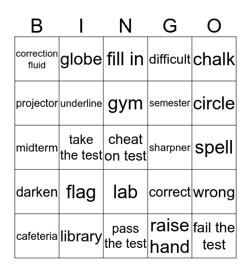 In the School Bingo Card