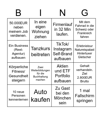 Ziele Bingo Card