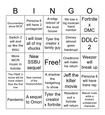 2025 bingo Card