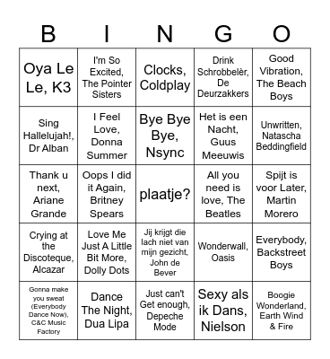 NIEUWJAARSFEESTJE Bingo Card