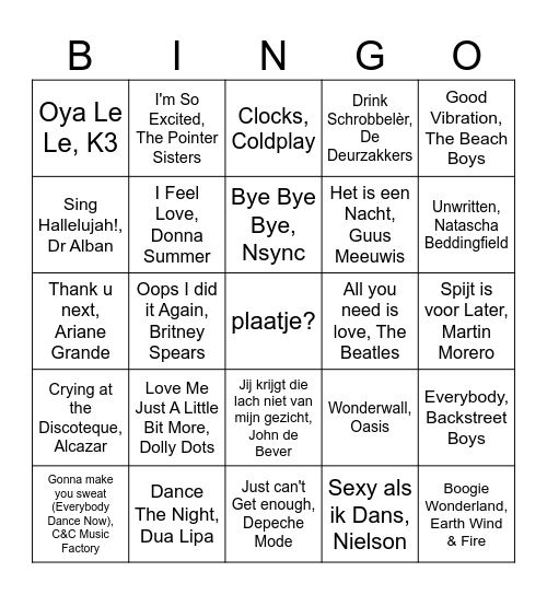 NIEUWJAARSFEESTJE Bingo Card