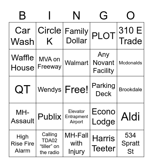 Alarm Bingo Card