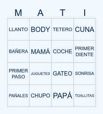 Baby Bingo Card