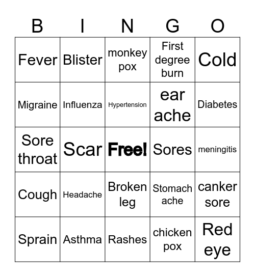 healthy bodies Bingo Card