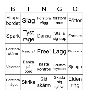 Rage Bingo Card