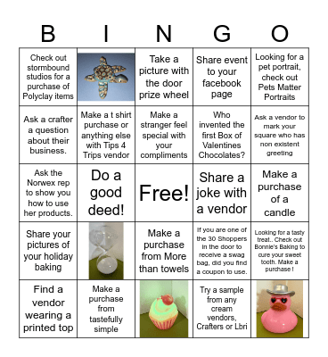 Get 2  Bingos & Be entered into a $50 Lagniappe Restaurant Gift Certificate Drawing.  Make a purchase and get one spin on the door prize wheel. Bingo Card