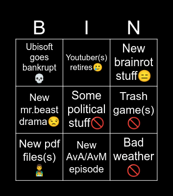 2025 Bingo Card