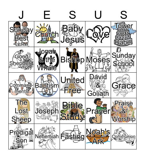 United Nursery - JESUS Bingo Card