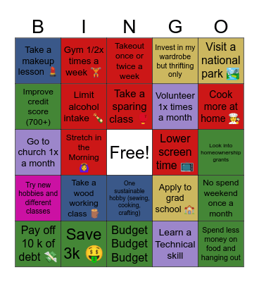 Amber’s Bingo Card