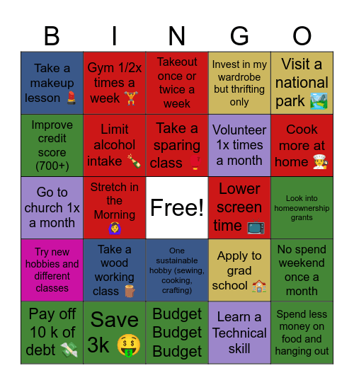 Amber’s Bingo Card