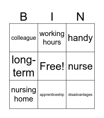 Talking about jobs Bingo Card