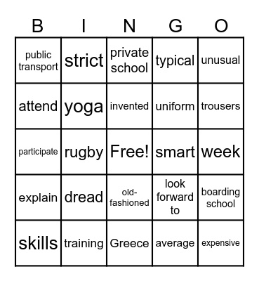 Schools around the world Bingo Card