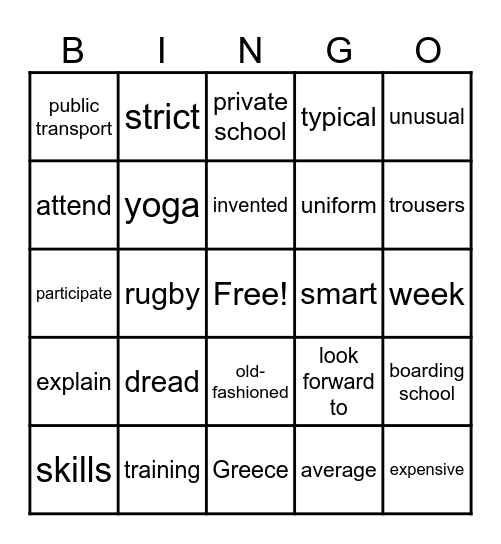 Schools around the world Bingo Card