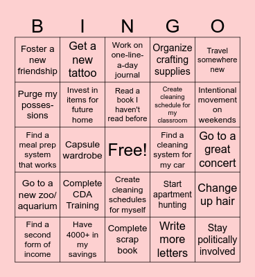 2 0 2 5   G O A L S Bingo Card