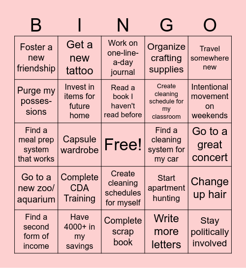 2 0 2 5   G O A L S Bingo Card