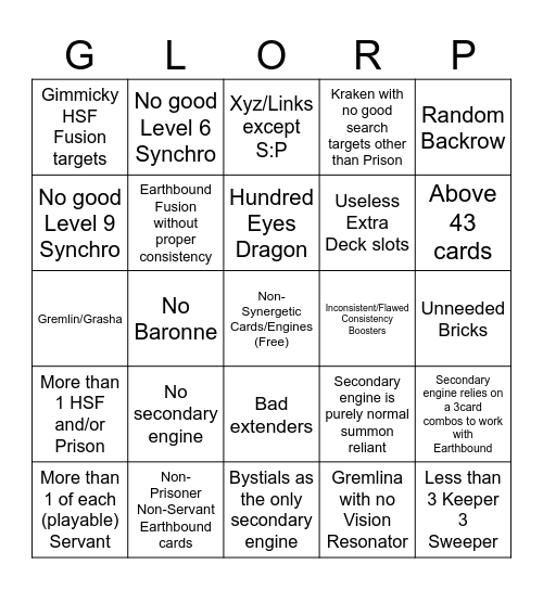 Non-Runick Earthbound Bingo Card