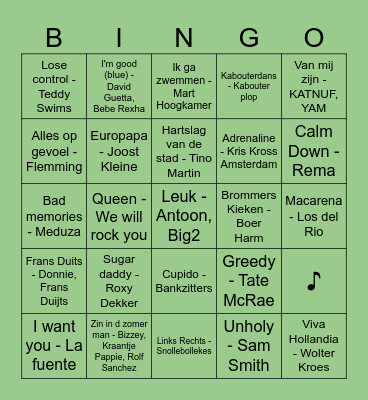 TITUS MUZIEKBINGO 2024 Bingo Card
