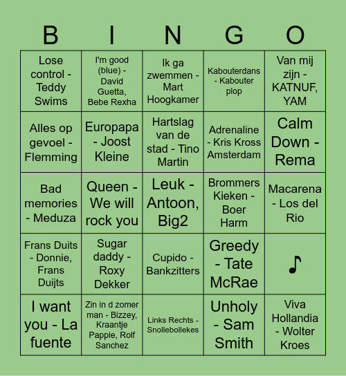 TITUS MUZIEKBINGO 2024 Bingo Card