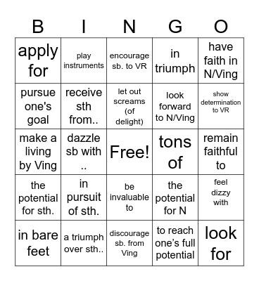 L7複習 Bingo Card