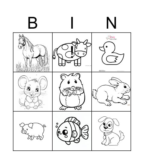 Animal Bingo Card