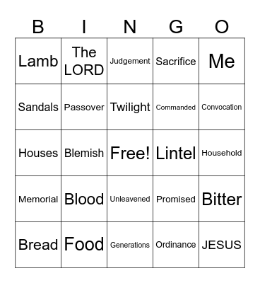 Communion Bingo Card