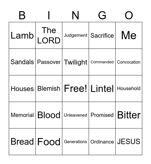 Communion Bingo Card