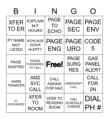 SWITCHBOARD Bingo Card