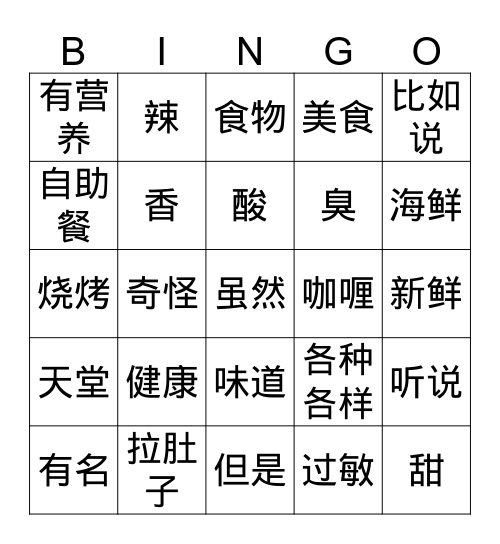 Gr.5Int.II Q1 Bingo Card