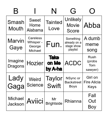 Work Music Bingo Card