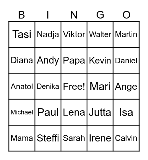 Familie Klassen Bingo Card