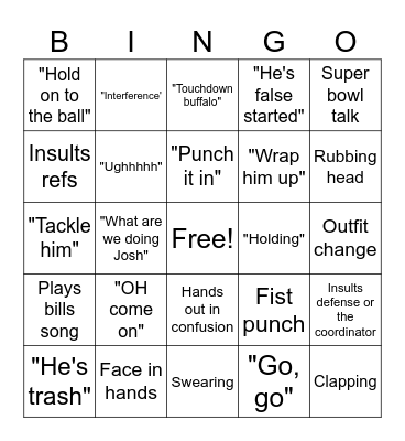 Billie's Buffalo Bingo Card