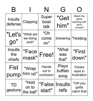 Billie's Buffalo Bingo Card