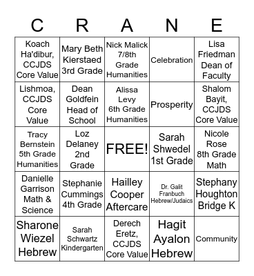 Night of 1001 Cranes Bingo Card