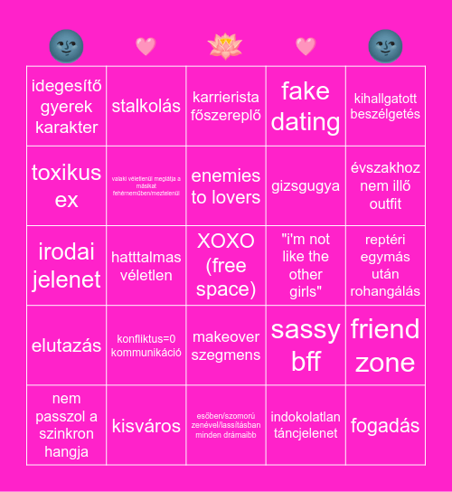 romkom filmklub Bingo Card