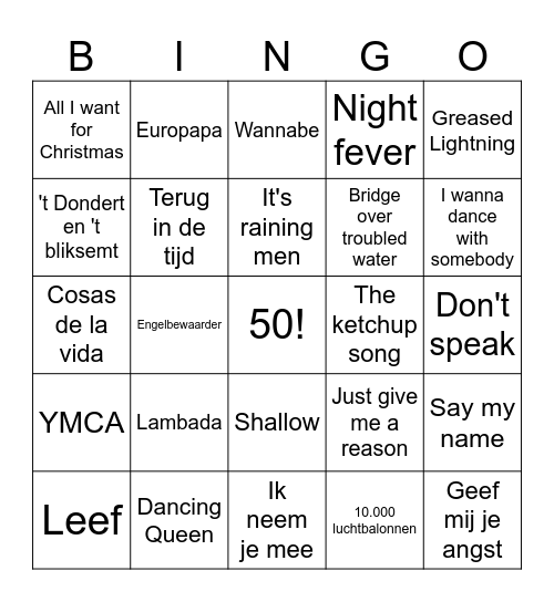 Slapen kan altijd nog! Bingo Card