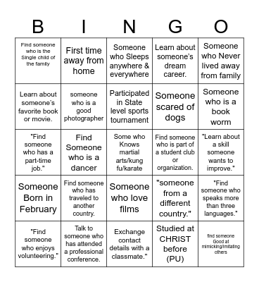 Networking Bingo Card