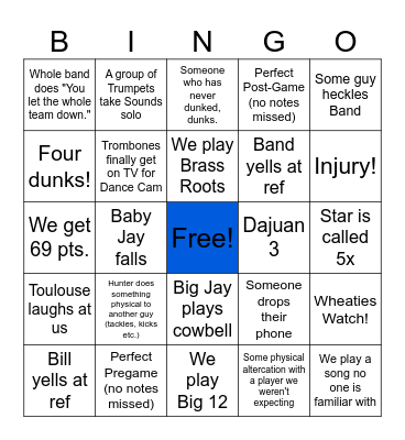KU vs KSU Men's Bingo Card Bingo Card
