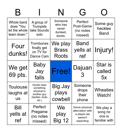 KU vs KSU Men's Bingo Card Bingo Card