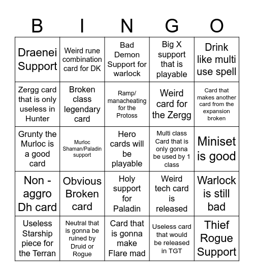 Miniset Bingo Card
