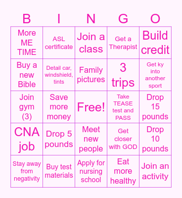 2025 BINGO GOALS 🩷🥳 Bingo Card