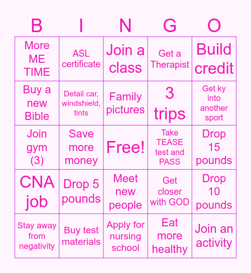 2025 BINGO GOALS 🩷🥳 Bingo Card