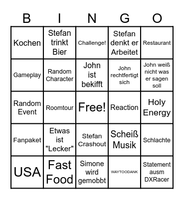 Stefan und John Bingo Card