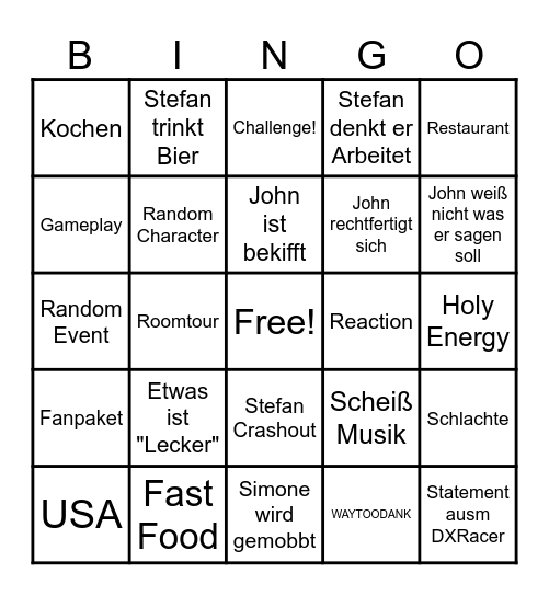 Stefan und John Bingo Card