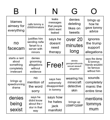 dream response video Bingo Card